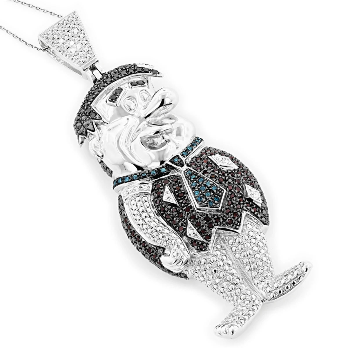Fred Flintstones Diamond Pendant Sterling Silver Cartoon Character 2.25ct 1 Fred Flintstones Diamond Pendant Sterling Silver Cartoon Character 2.25ct