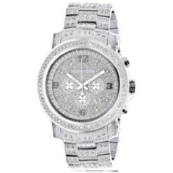 Fully Iced Out Large Diamond Watch For Men By Luxurman Escalade 3.5ct