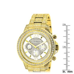 Fully Iced Out Men's Diamond Watch 3ct Yellow Gold Plt Luxurman Swiss Movmnt -Urban Jewels Shop fully iced out mens diamond watch 3ct yellow gold plt luxurman ruler
