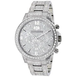 Fully Iced Out Luxurman Men's Diamond Watch 3 Carats Liberty