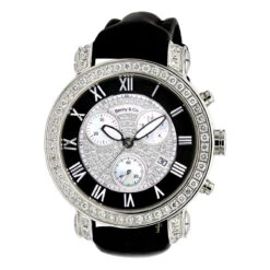 6.5 Carats G VS Diamonds Swiss Made Men's Diamond Watch Benny And Co 44mm Case Black Dial