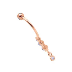 Gemstone Body Jewelry 14K White Gold Dangling Belly Button Ring 0.4ct Tanzanites -Urban Jewels Shop gemstone body jewelry 14k gold dangling belly button ring 04ct tanzanites 000966 back rose