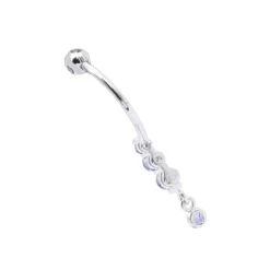 Gemstone Body Jewelry 14K White Gold Dangling Belly Button Ring 0.4ct Tanzanites -Urban Jewels Shop gemstone body jewelry 14k gold dangling belly button ring 04ct tanzanites 000966 back white