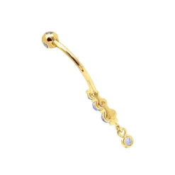 Gemstone Body Jewelry 14K White Gold Dangling Belly Button Ring 0.4ct Tanzanites -Urban Jewels Shop gemstone body jewelry 14k gold dangling belly button ring 04ct tanzanites 000966 back yellow