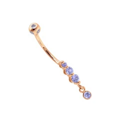 Gemstone Body Jewelry 14K White Gold Dangling Belly Button Ring 0.4ct Tanzanites -Urban Jewels Shop gemstone body jewelry 14k gold dangling belly button ring 04ct tanzanites 000966 rose