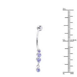 Gemstone Body Jewelry 14K White Gold Dangling Belly Button Ring 0.4ct Tanzanites -Urban Jewels Shop gemstone body jewelry 14k gold dangling belly button ring 04ct tanzanites 000966 ruler white