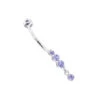 Gemstone Body Jewelry 14K White Gold Dangling Belly Button Ring 0.4ct Tanzanites