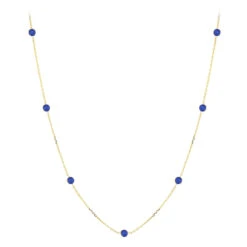 Gemstone By The Yard Necklace 14K Yellow Gold Women's Blue Sapphire Necklace 1.75ct