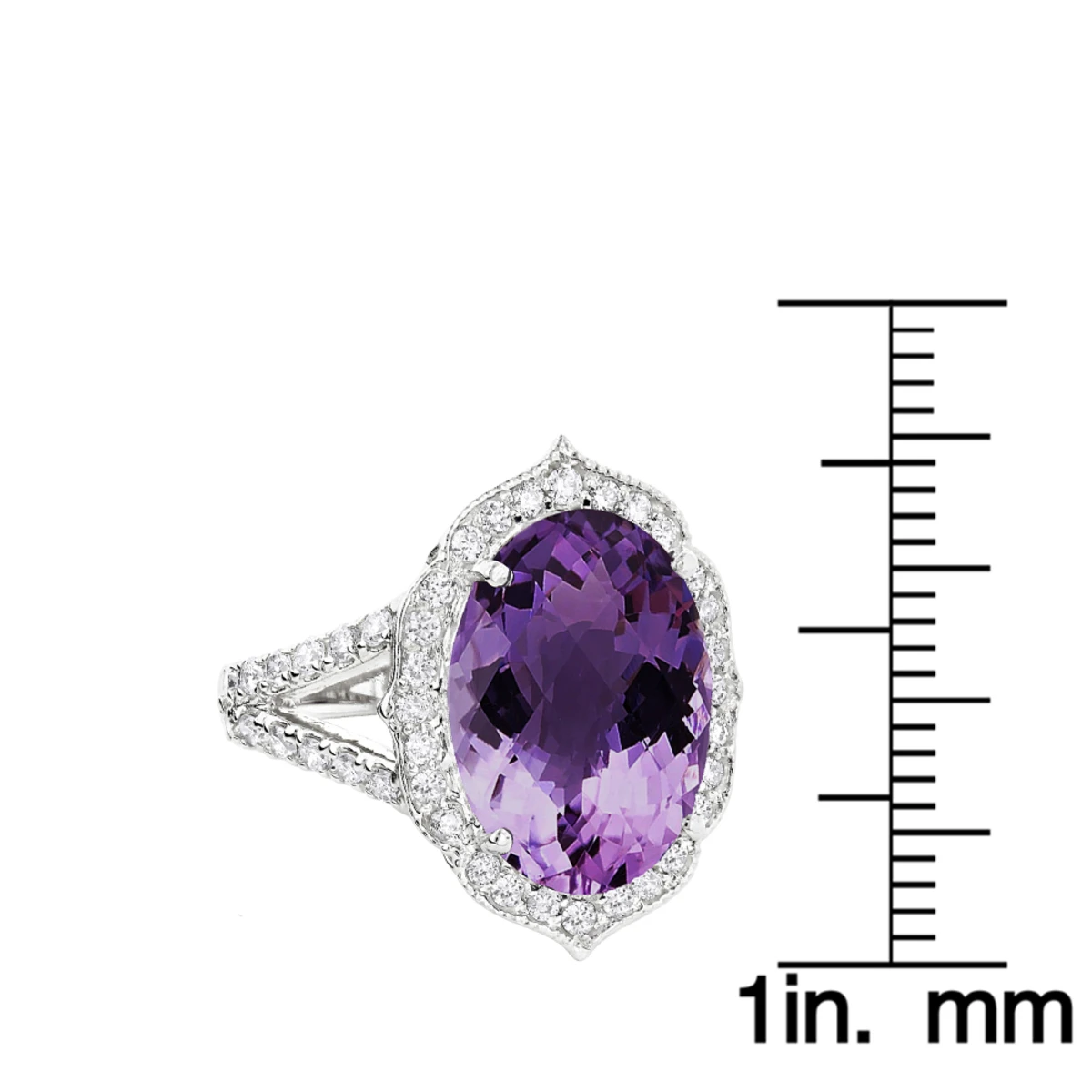 14K White Gold Diamond Purple Amethyst Cocktail Ring 0.9 Ct 6 14K White Gold Diamond Purple Amethyst Cocktail Ring 0.9 Ct - Image 6