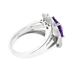 14K White Gold Amethyst Diamond Flower Ring 0.13ct 9 14K White Gold Amethyst Diamond Flower Ring 0.13ct -Urban Jewels Shop gemstone jewelry amethyst diamond ring 013ct 14k gold p 49985 backwh