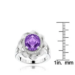 14K White Gold Amethyst Diamond Flower Ring 0.13ct 11 14K White Gold Amethyst Diamond Flower Ring 0.13ct -Urban Jewels Shop gemstone jewelry amethyst diamond ring 013ct 14k gold p 49985 rulerwh
