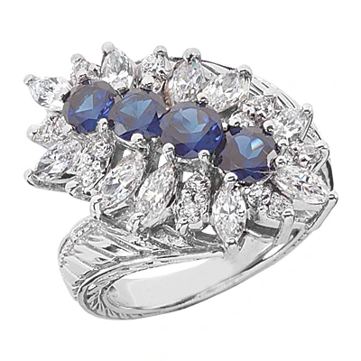 Ladies Diamond And Sapphire Ring 14K White Gold 1.90ctd 1.60cts 1 Ladies Diamond And Sapphire Ring 14K White Gold 1.90ctd 1.60cts