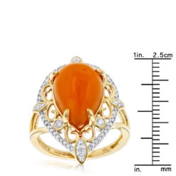 14K Yellow Gold Orange Aventurine Diamond Ring 5ct -Urban Jewels Shop gemstone jewelry orange aventurine diamond ring 5ct 14k rulerye