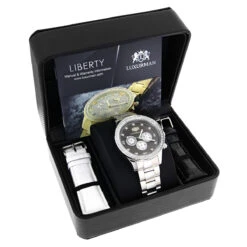 Genuine Diamond For Men: 2ct Luxurman Liberty Watch Swiss Quartz -Urban Jewels Shop genuine diamond watches for men 2ct luxurman liberty watch swiss quartz box
