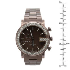 Genuine Diamond Bezel Watch For Men Gucci Chrono 101M Brown YA101341 2ct 7 Genuine Diamond Bezel Watch For Men Gucci Chrono 101M Brown YA101341 2ct -Urban Jewels Shop genuine mens gucci chrono diamond watch 2ct p 42552 ruler