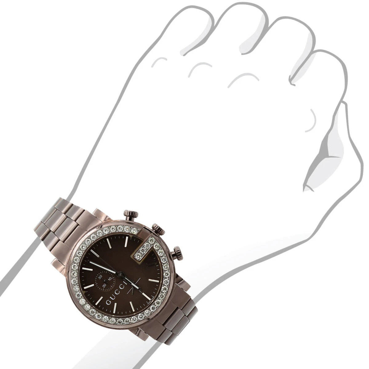 Genuine Diamond Bezel Watch For Men Gucci Chrono 101M Brown YA101341 2ct 3 Genuine Diamond Bezel Watch For Men Gucci Chrono 101M Brown YA101341 2ct - Image 3