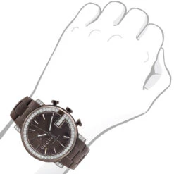 Genuine Men's Gucci Chrono Diamond Watch 101M Brown YA101341 5.5 Carats -Urban Jewels Shop genuine mens gucci chrono diamond watch 55ct p 42325bod 1672715766