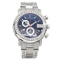 Genuine Men's Gucci G-Chrono Diamond Watch Black Dial 8 Carats YA101309