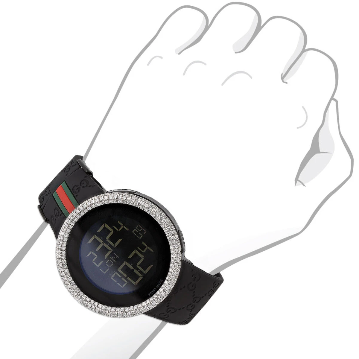 Men's 114 I-Gucci Genuine Diamond Watch 5.5ct YA114207 3 Men's 114 I-Gucci Genuine Diamond Watch 5.5ct YA114207 - Image 3