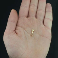 14K Yellow Gold & Diamond Ball Labret Stud 0.08ct -Urban Jewels Shop gold body jewelry 14k diamond ball labret stud 08ct p 35762bod