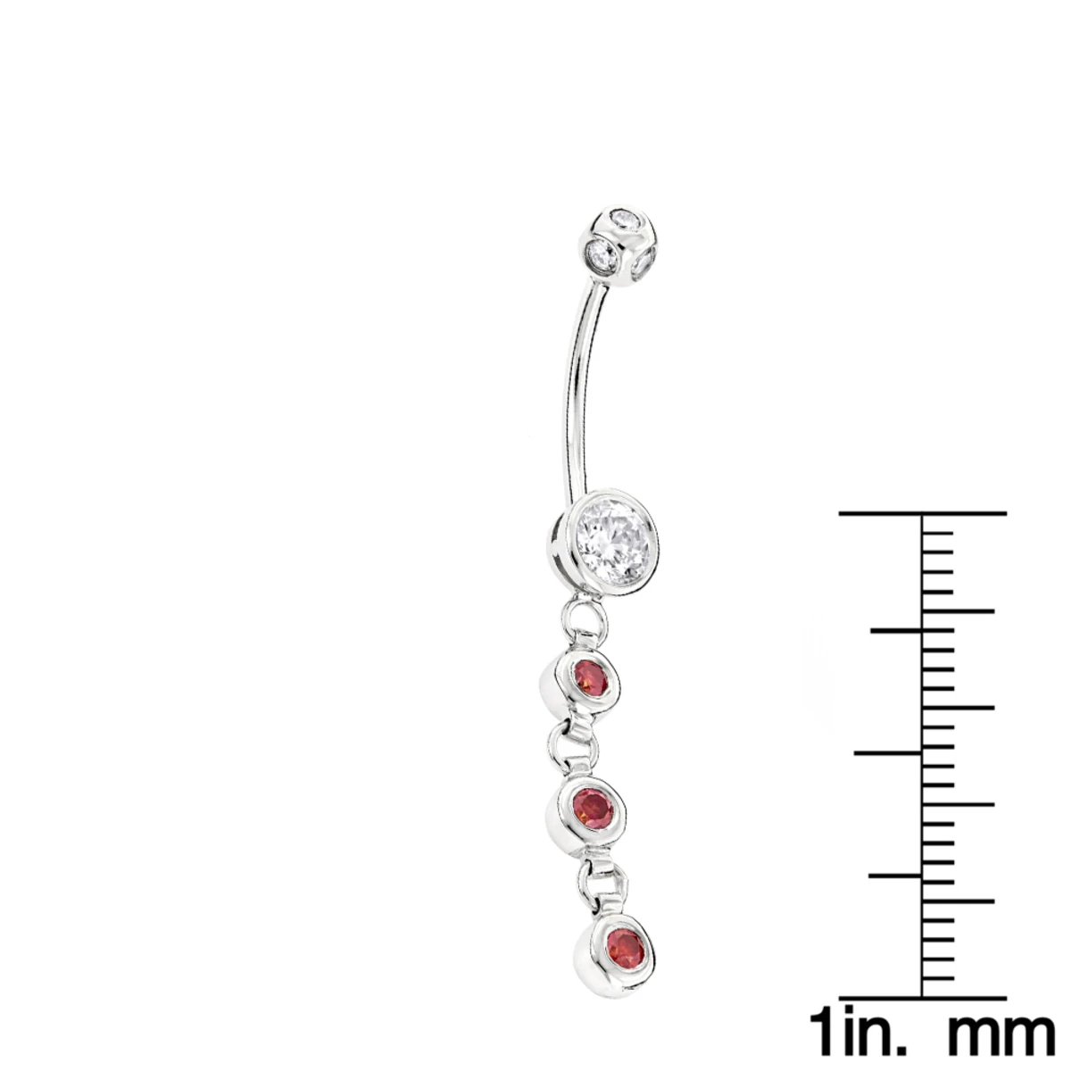 14K White Gold White Pink Diamond Belly Button Ring 0.86ct 5 14K White Gold White Pink Diamond Belly Button Ring 0.86ct - Image 5