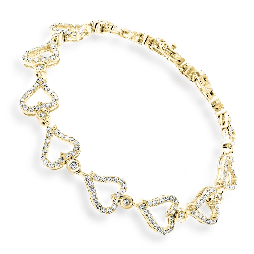 Gold Diamond Heart Bracelet 14K White Gold 3.26ct 3 Gold Diamond Heart Bracelet 14K White Gold 3.26ct - Image 3