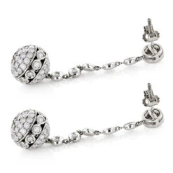 Golden Globes Diamond Dangle Earrings 3ct 14K White Gold -Urban Jewels Shop golden globes diamond dangle earrings 3ct 14k gold backwh