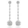 Golden Globes Diamond Dangle Earrings 3ct 14K White Gold