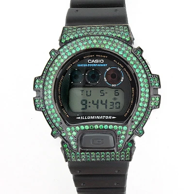 Casio Green G-Shock Bezel With Crystals In Black Steel 3 Casio Green G-Shock Bezel With Crystals In Black Steel - Image 3