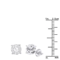 Halo 14K White Gold Cluster Diamond Earrings Studs For Men Or Women 3/4ct -Urban Jewels Shop halo 14k gold cluster diamond earrings studs for men or women 34ct rulerwh