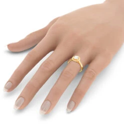 Halo Designer 18K Yellow Gold G/VS Round Diamond Engagement Ring 1.1ct By Luxurman -Urban Jewels Shop halo designer 18k gold gvs round diamond engagement ring 11ct by luxurman box