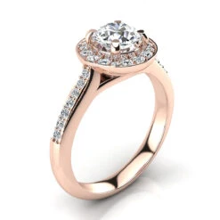 Halo Designer 18K Yellow Gold G/VS Round Diamond Engagement Ring 1.1ct By Luxurman -Urban Jewels Shop halo designer 18k gold gvs round diamond engagement ring 11ct by luxurman ro