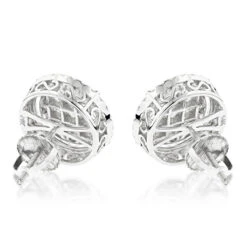 Halo Diamond Cluster Earrings Studs 1.61ct 14K White Gold -Urban Jewels Shop halo diamond cluster earrings 161ct 14k gold backwh