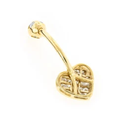 Heart Shaped 14K Yellow Gold Diamond Belly Button Ring 0.66ct -Urban Jewels Shop heart shaped 14k gold diamond belly button ring 066ct p 5865 backye
