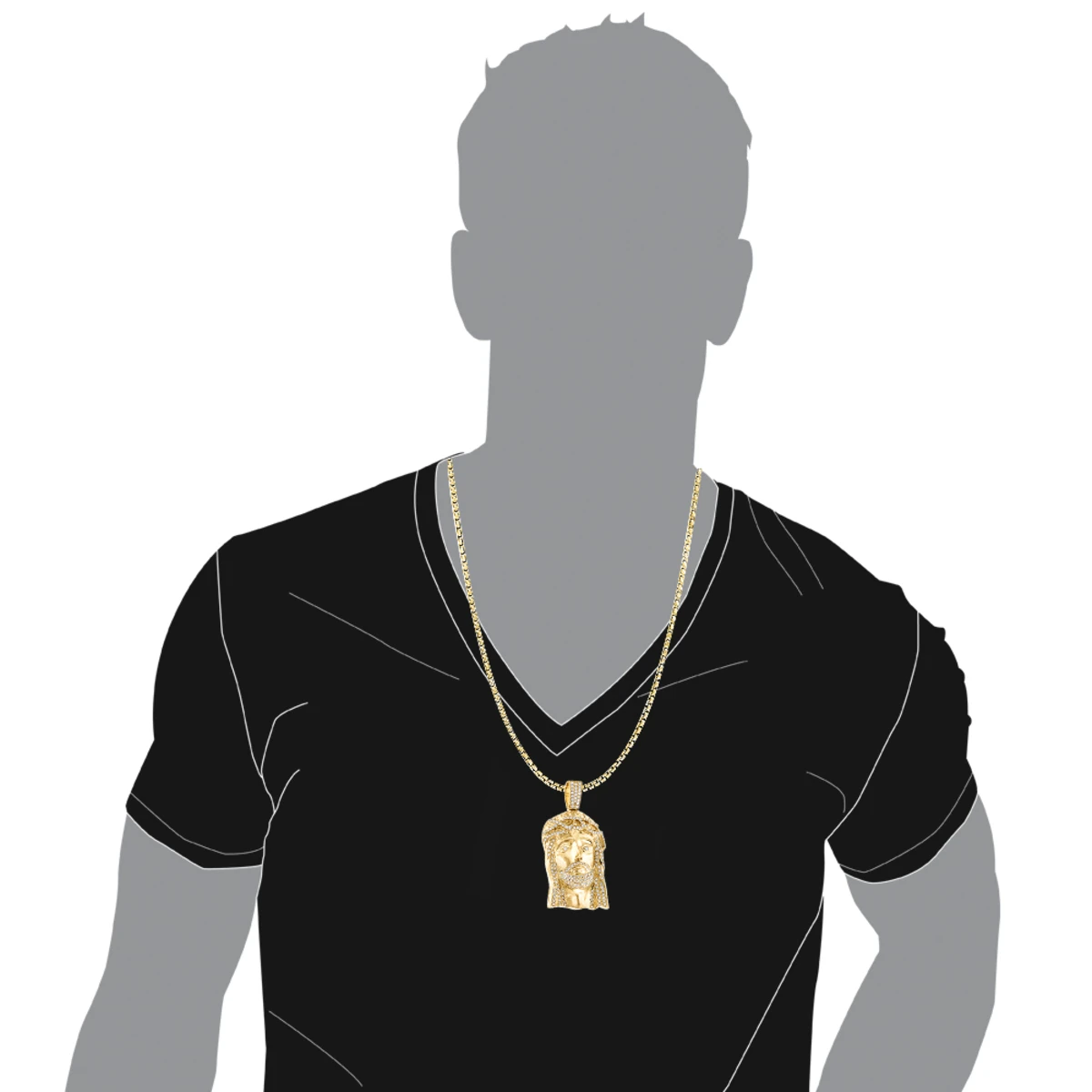 Hip Hop 14K Yellow Gold Round Diamond Jesus Head Pendant 3.5ct By Luxurman 5 Hip Hop 14K Yellow Gold Round Diamond Jesus Head Pendant 3.5ct By Luxurman - Image 5