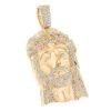 Hip Hop 14K Yellow Gold Round Diamond Jesus Head Pendant 3.5ct By Luxurman