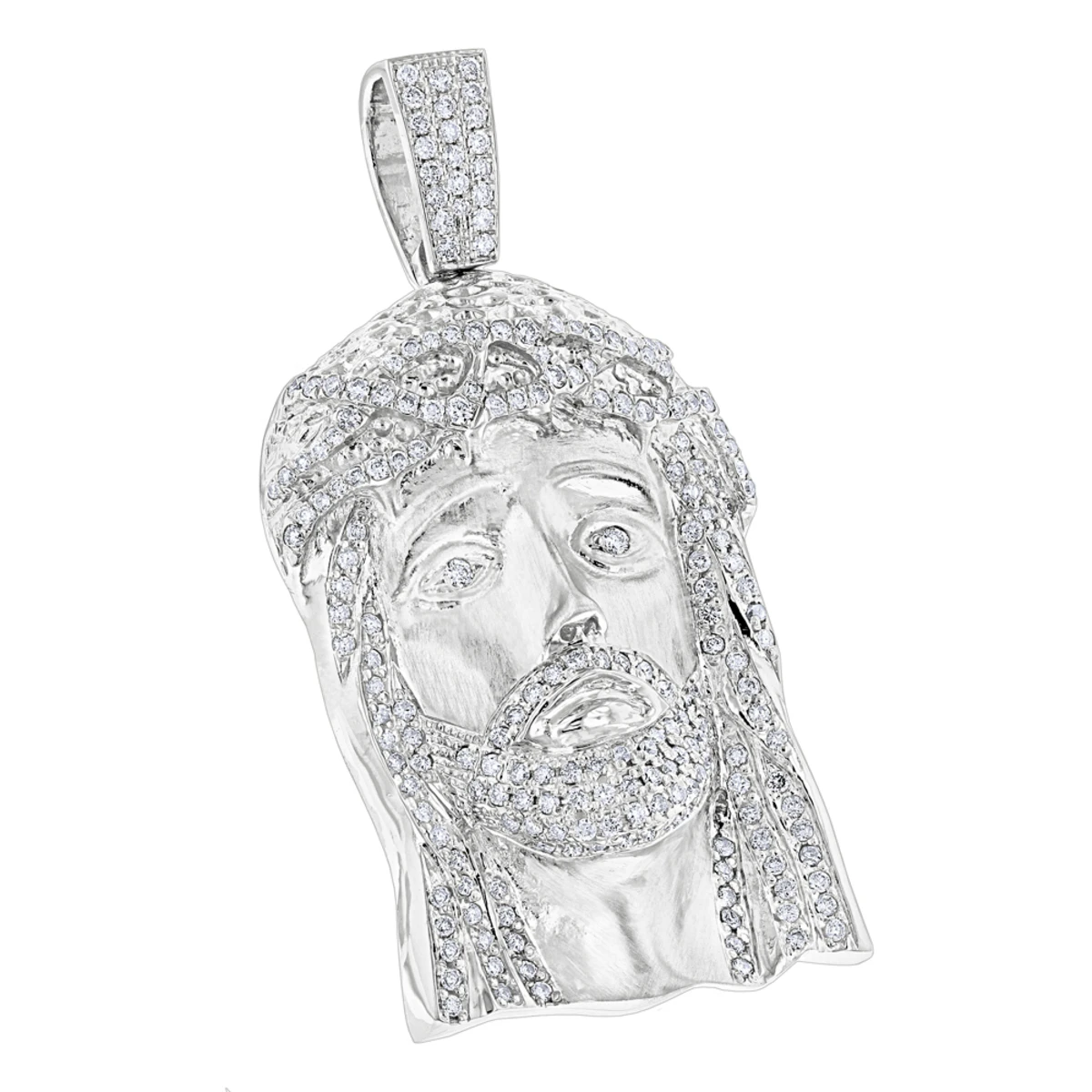 Hip Hop 14K Yellow Gold Round Diamond Jesus Head Pendant 3.5ct By Luxurman 2 Hip Hop 14K Yellow Gold Round Diamond Jesus Head Pendant 3.5ct By Luxurman - Image 2