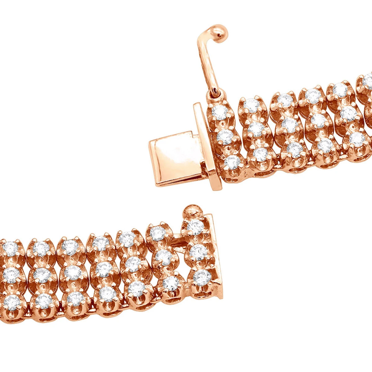 Hip Hop 3 Row Diamond Tennis Chain 14K White Gold Men's Necklace 30 Carats 6 Hip Hop 3 Row Diamond Tennis Chain 14K White Gold Men's Necklace 30 Carats - Image 6