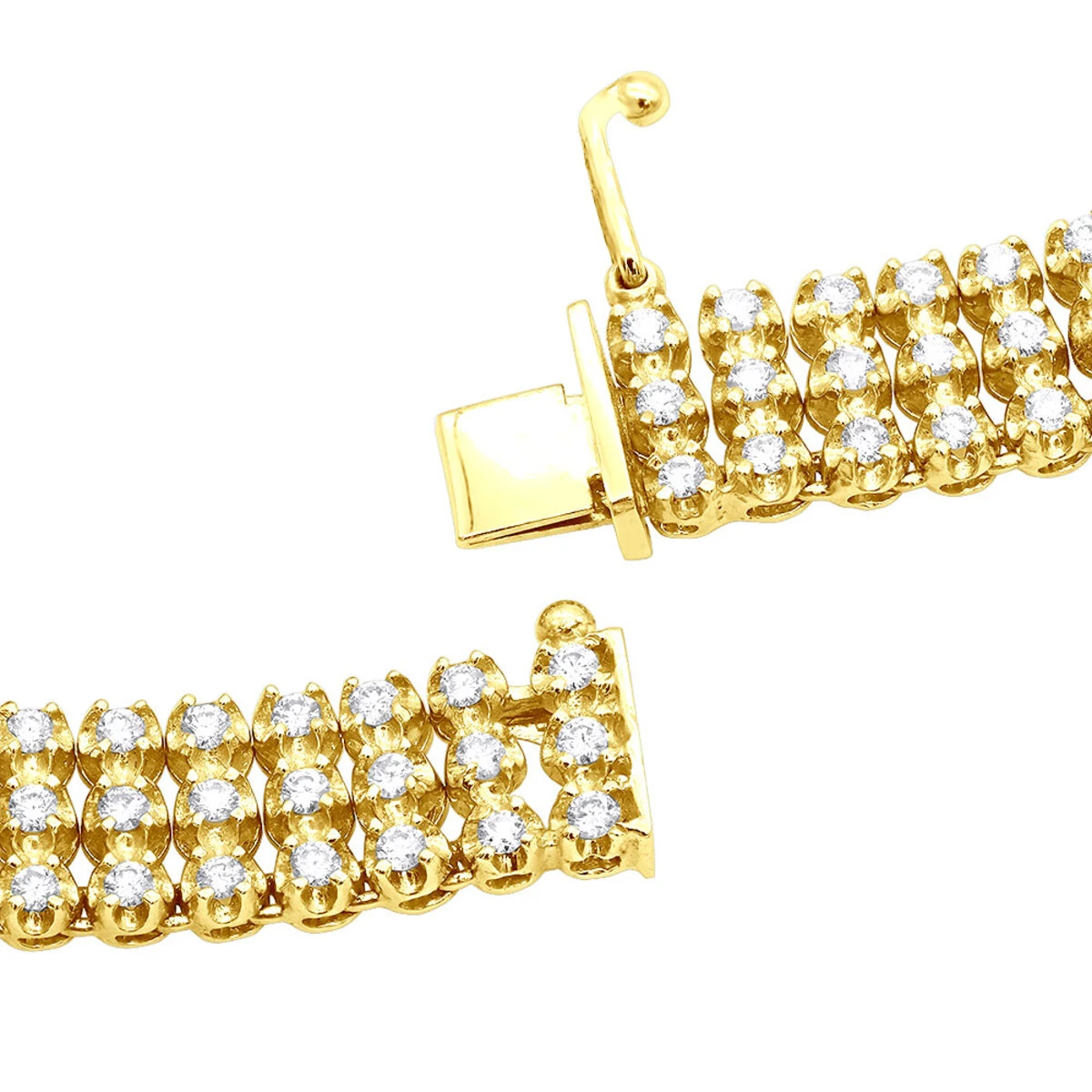 Hip Hop 3 Row Diamond Tennis Chain 14K White Gold Men's Necklace 30 Carats 5 Hip Hop 3 Row Diamond Tennis Chain 14K White Gold Men's Necklace 30 Carats - Image 5