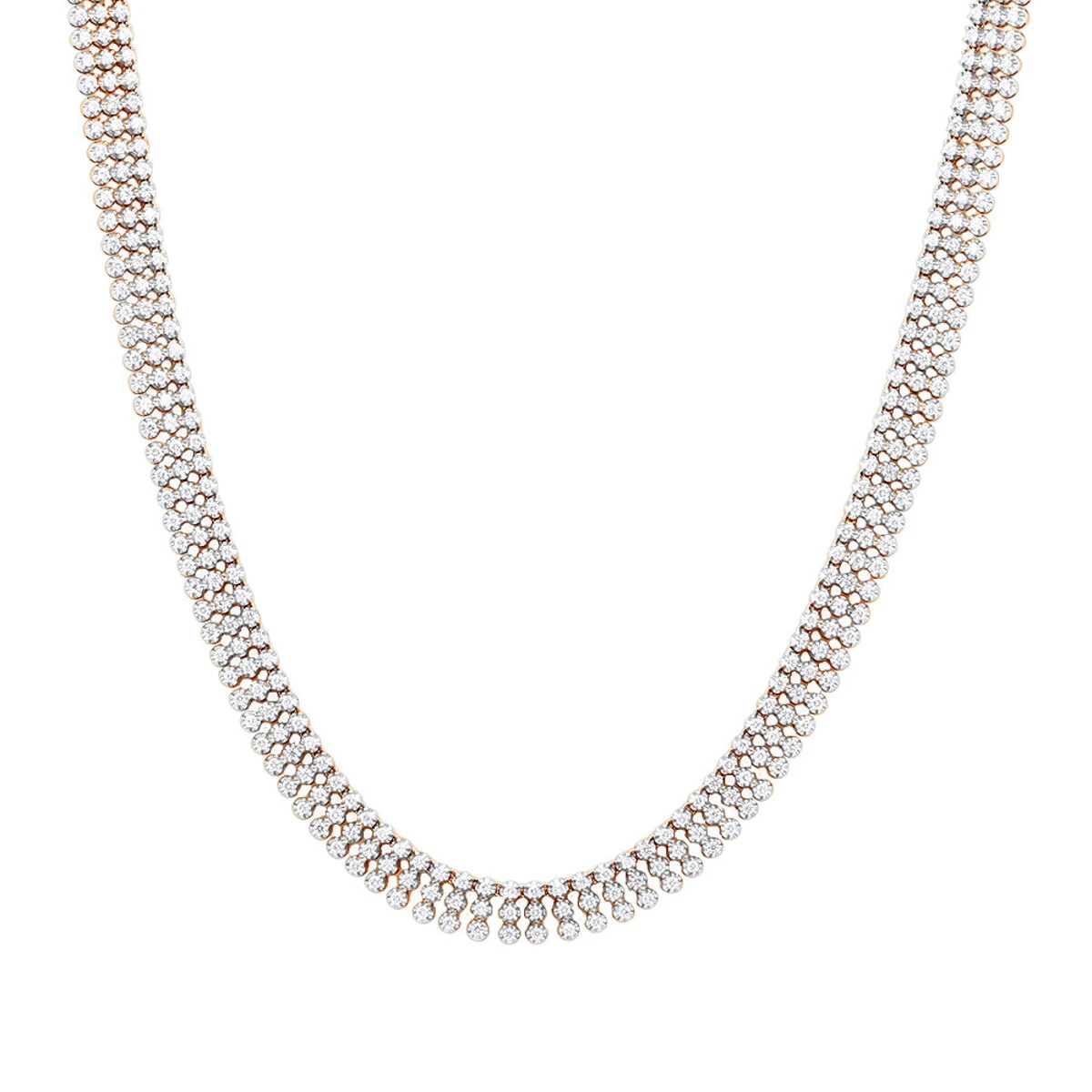 Hip Hop 3 Row Diamond Tennis Chain 14K White Gold Men's Necklace 30 Carats 3 Hip Hop 3 Row Diamond Tennis Chain 14K White Gold Men's Necklace 30 Carats - Image 3