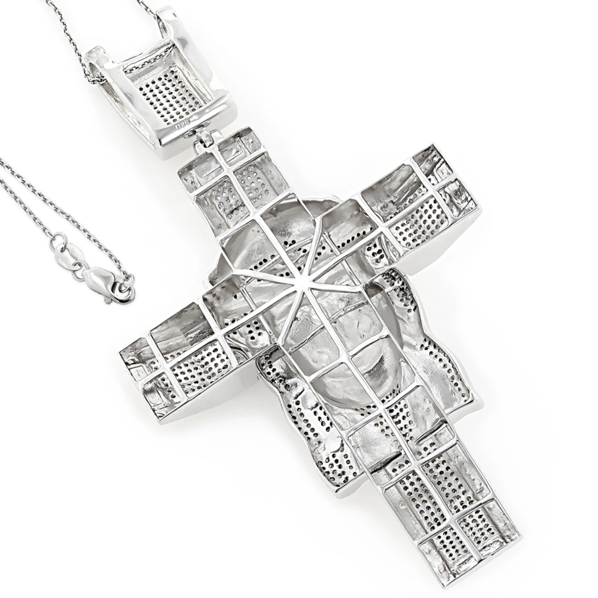 Hip Hop Sterling Silver Diamond Jesus Face Cross Pendant 1.54ct 2 Hip Hop Sterling Silver Diamond Jesus Face Cross Pendant 1.54ct - Image 2