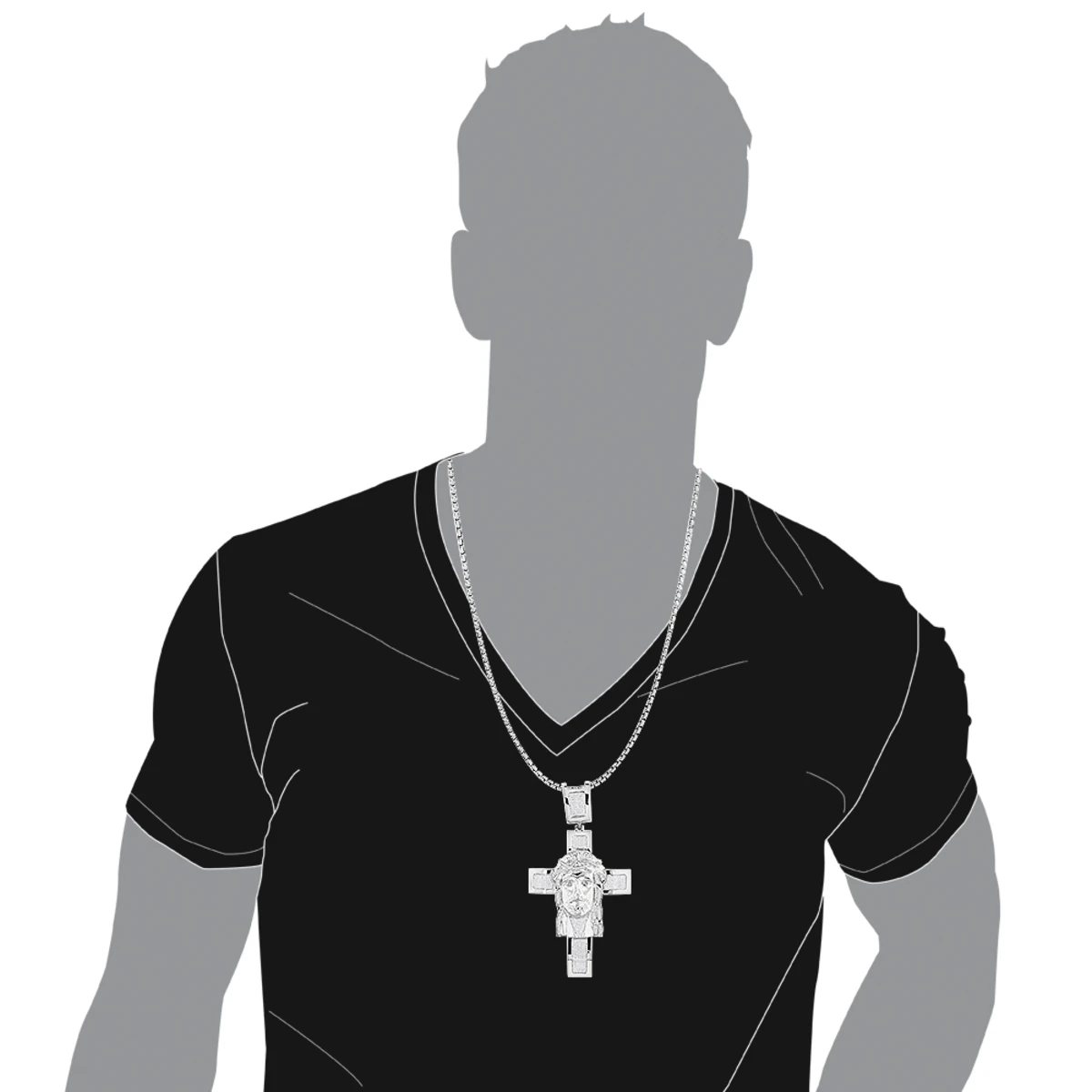 Hip Hop Sterling Silver Diamond Jesus Face Cross Pendant 1.54ct 3 Hip Hop Sterling Silver Diamond Jesus Face Cross Pendant 1.54ct - Image 3