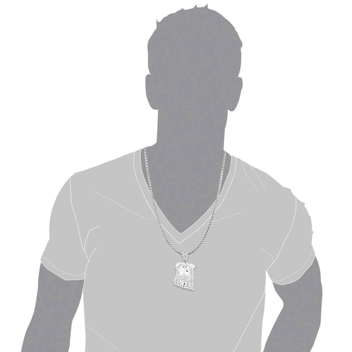 Hip Hop 10K White Gold Diamond Jesus Face Pendant 1.25ct 5 Hip Hop 10K White Gold Diamond Jesus Face Pendant 1.25ct - Image 5