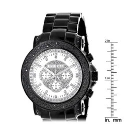 Hip Hop Oversized Luxurman Escalade Men's Black Diamond Watch 3/4ct -Urban Jewels Shop hip hop watches oversized luxurman escalade mens black diamond watch 34ct ruler