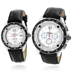 His And Hers Matching Centorum Diamond Watch Set W Chronograph