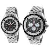 His And Hers Centorum Chronograph Diamond Watch Set 1.05ct Stainless Steel