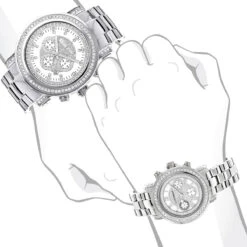 His And Hers Luxurman Oversized Diamond Watch Set 4.5ct -Urban Jewels Shop his and hers watches luxurman oversized diamond watch set 45ct 3