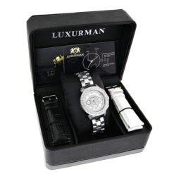 His And Hers Luxurman Oversized Diamond Watch Set 4.5ct -Urban Jewels Shop his and hers watches luxurman oversized diamond watch set 45ct 4 1 1