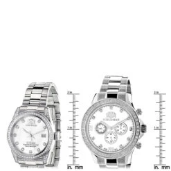 His And Hers White Gold Pltd Luxurman Diamond Watch Set 3.5ct -Urban Jewels Shop his and hers watches white gold pltd luxurman diamond watch set 35ct ruler