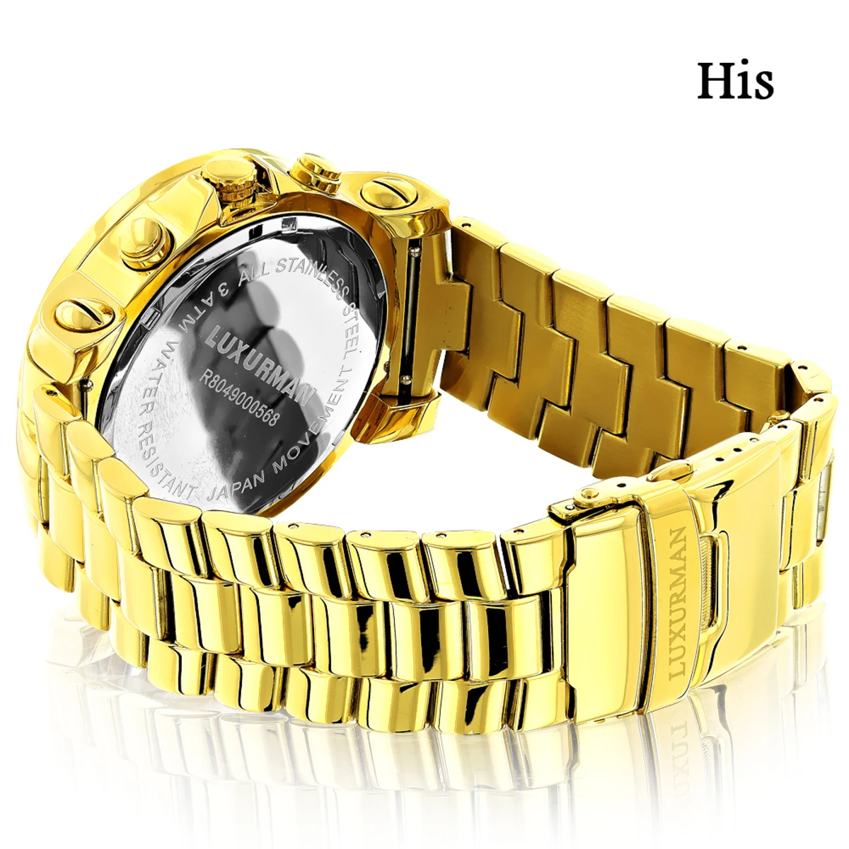 His And Hers Yellow Gold Plated Luxurman Diamond Watch Set 0.55ct 2 His And Hers Yellow Gold Plated Luxurman Diamond Watch Set 0.55ct - Image 2